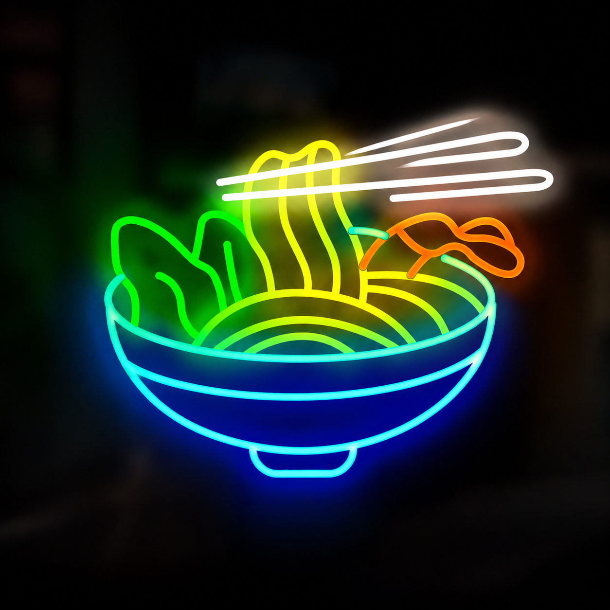 Ramen Noodle Bowl LED Neon Sign Chopsticks Food Neon Light Wall Decor for Restaurant Cafe Kitchen