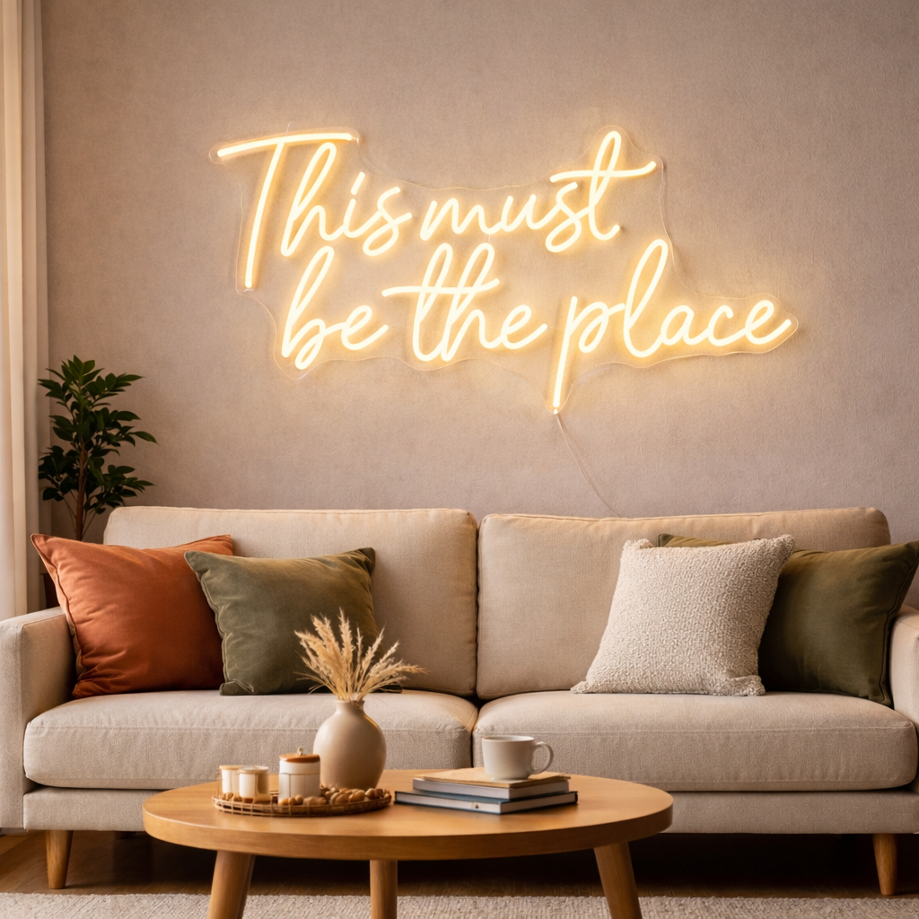 This Must Be The Place LED Neon Sign Red Script Neon Light for Home Bar Wall Decor