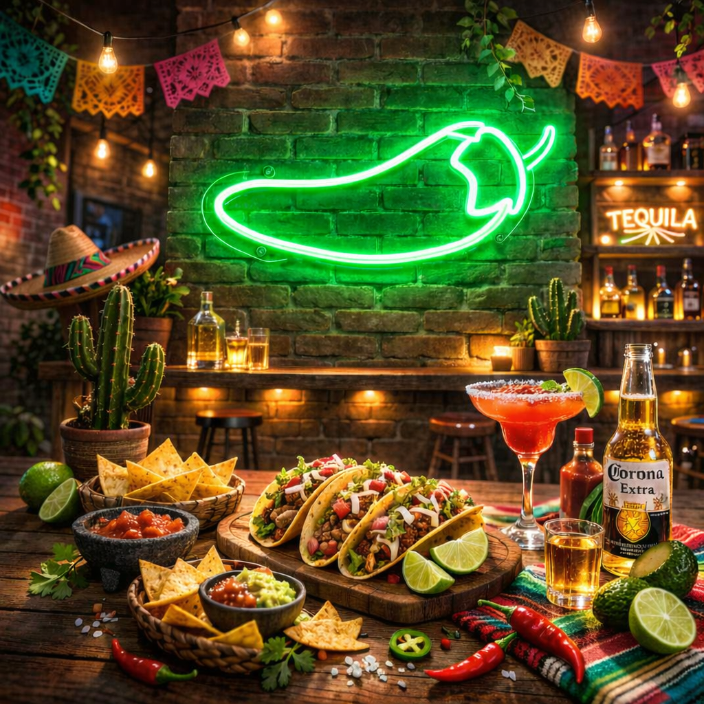 Chili Pepper LED Neon Sign Spicy Pepper Neon Light for Taco Bar Restaurant Decor