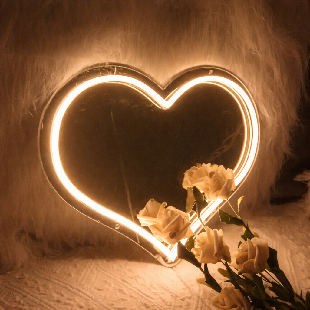 Pink Heart LED Neon Sign for Romantic Decor & Cozy Spaces