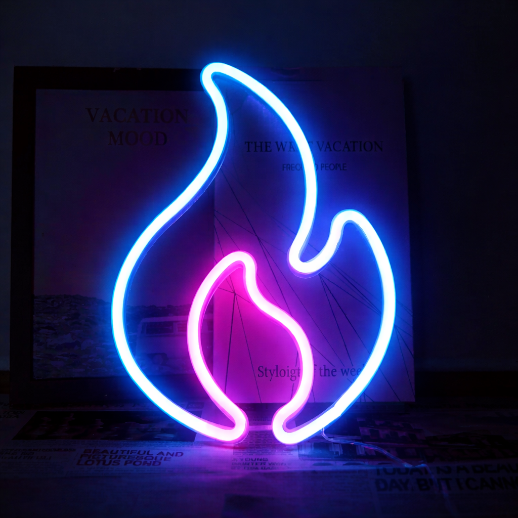 LED Flame Neon Sign Red & Yellow Fire Decoration