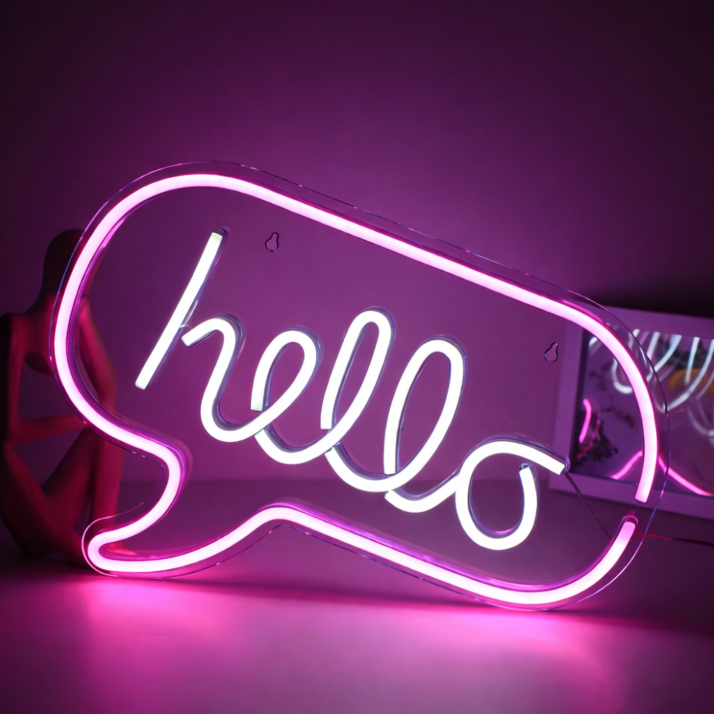 Hello Neon Sign for Bedroom Wall Decor LED Light