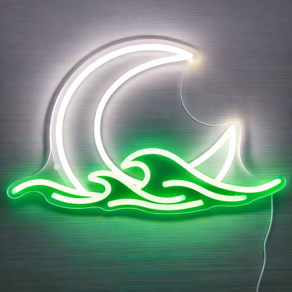 Moon Wave LED Neon Sign for Bedroom Aesthetic Wall Decor
