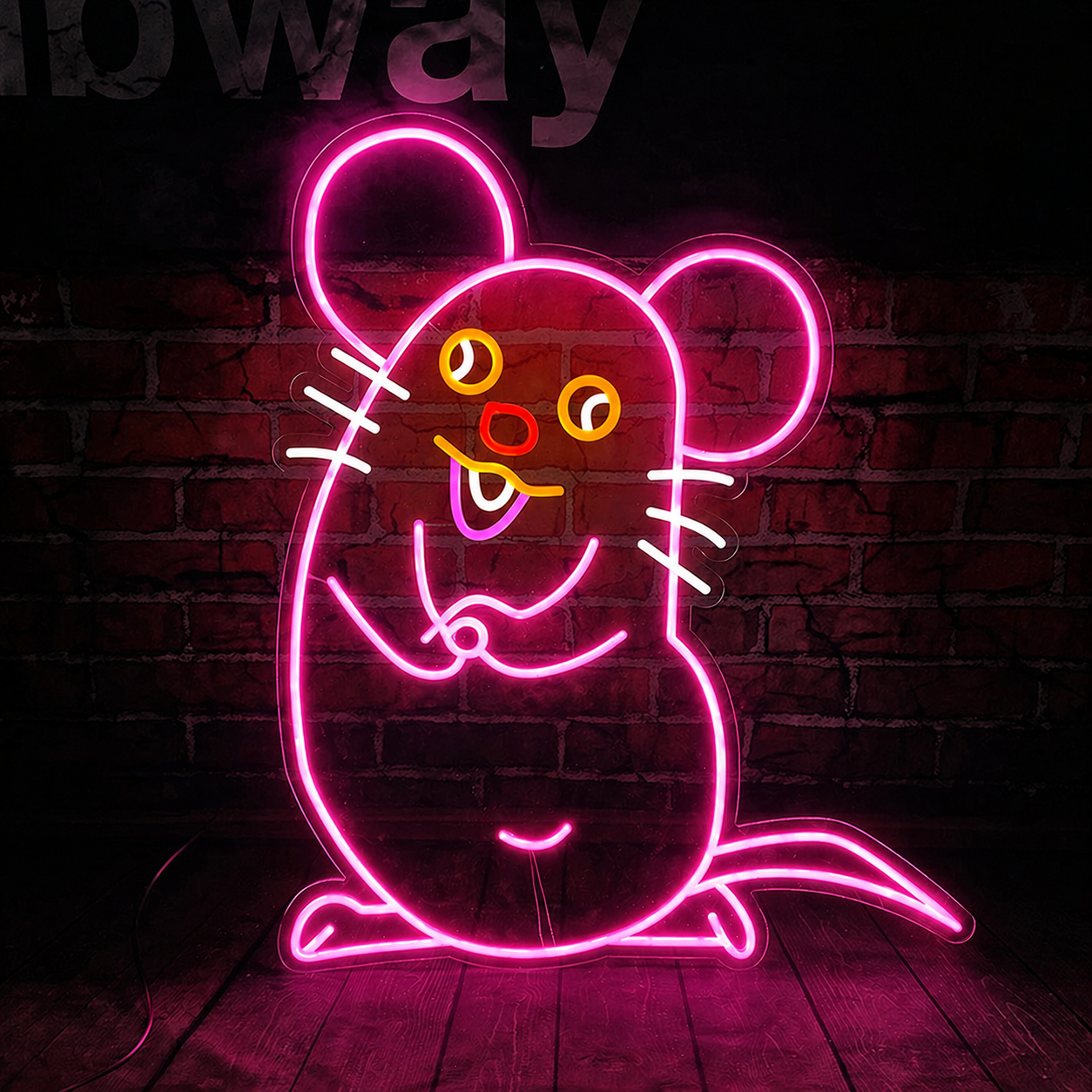 Cute Mouse LED Neon Sign Cartoon Animal Neon Light for Kids Room Wall Decor