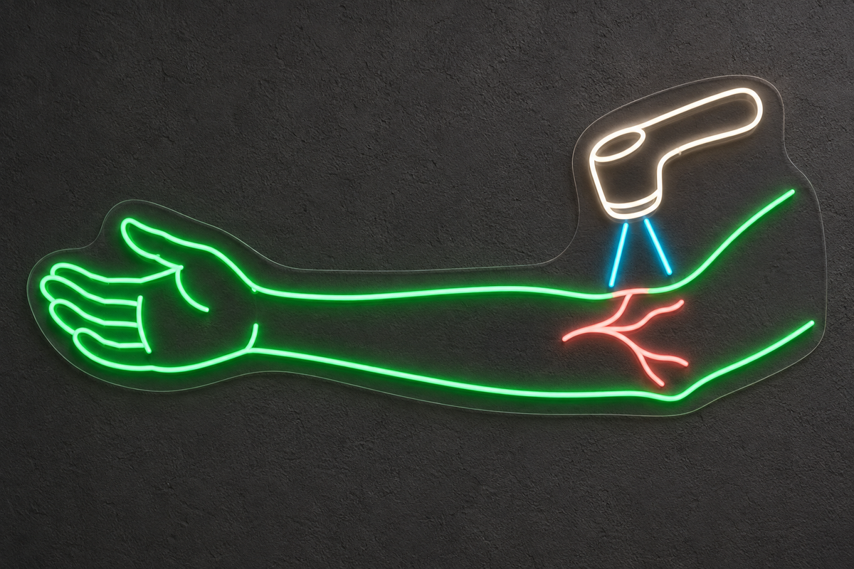 Arm & Vein Scanner LED Neon Sign for Blood Draw Centers - design reference