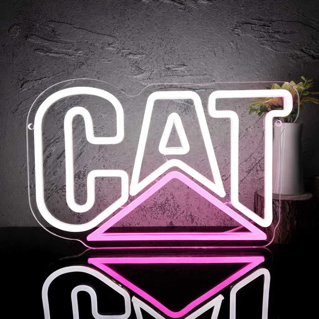 Industrial CAT Style LED Neon Sign with Mountain Shape for Garage Wall Decor