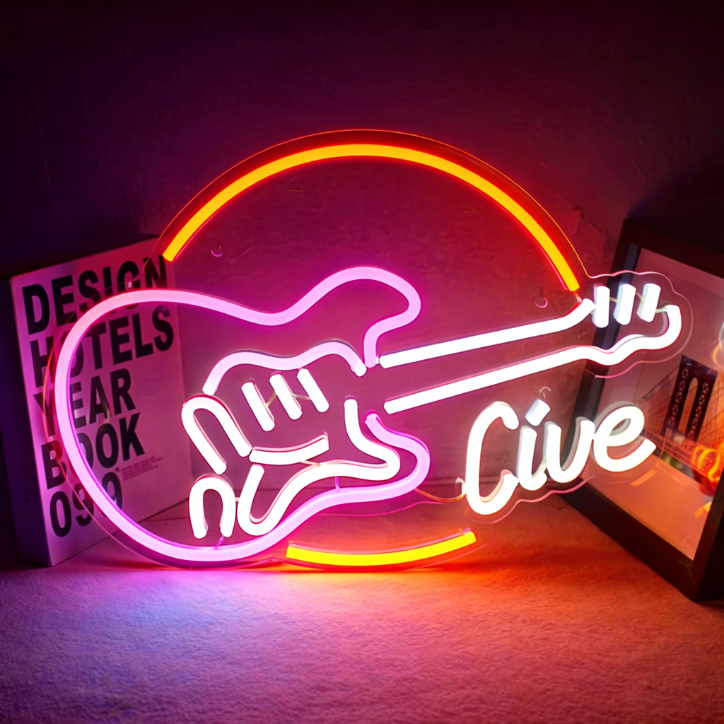 Live LED Neon Sign Guitar Neon Light for Bar Club Room Wall Decor