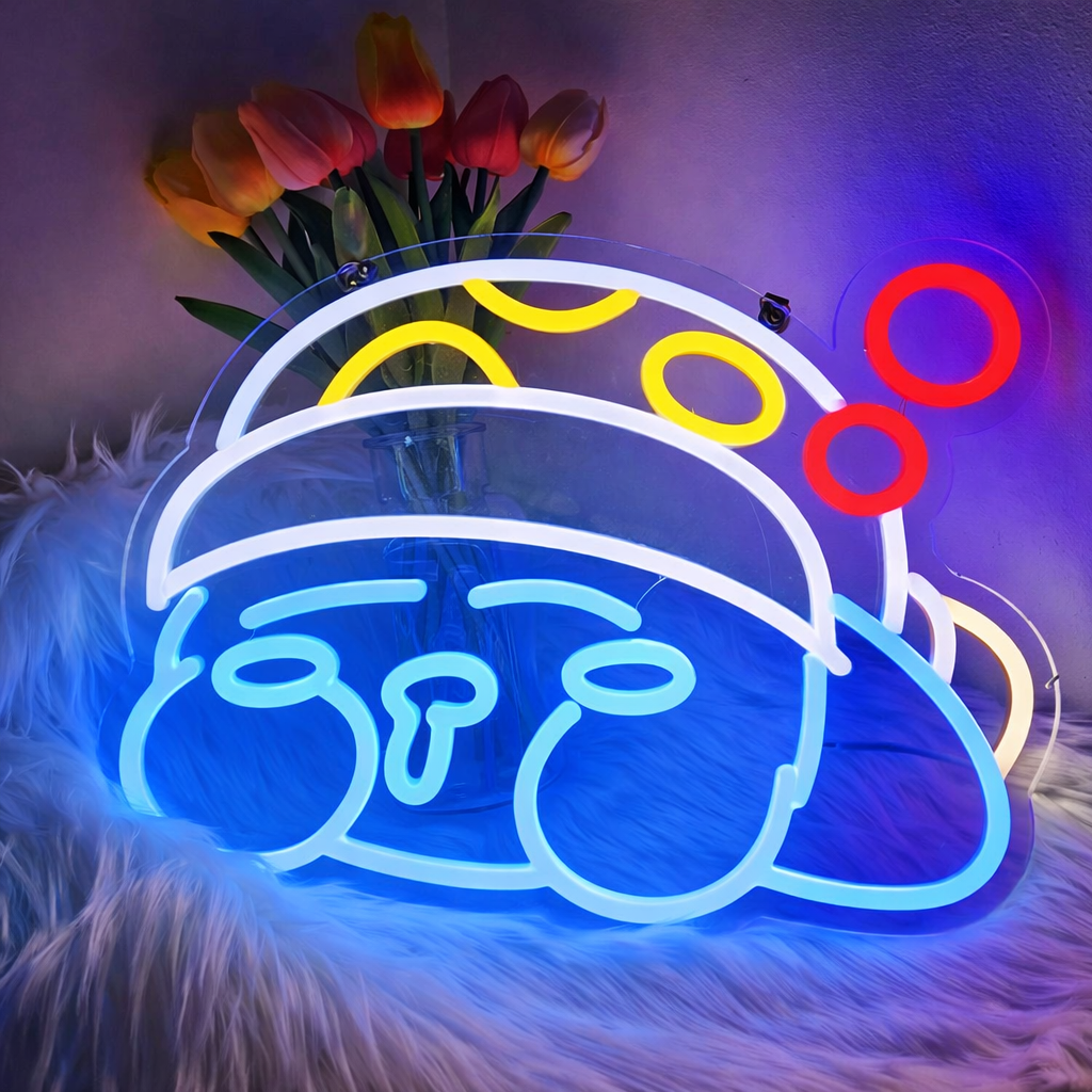 Cute Space Bear LED Neon Sign for Bedroom Aesthetic Room Wall Decor Light