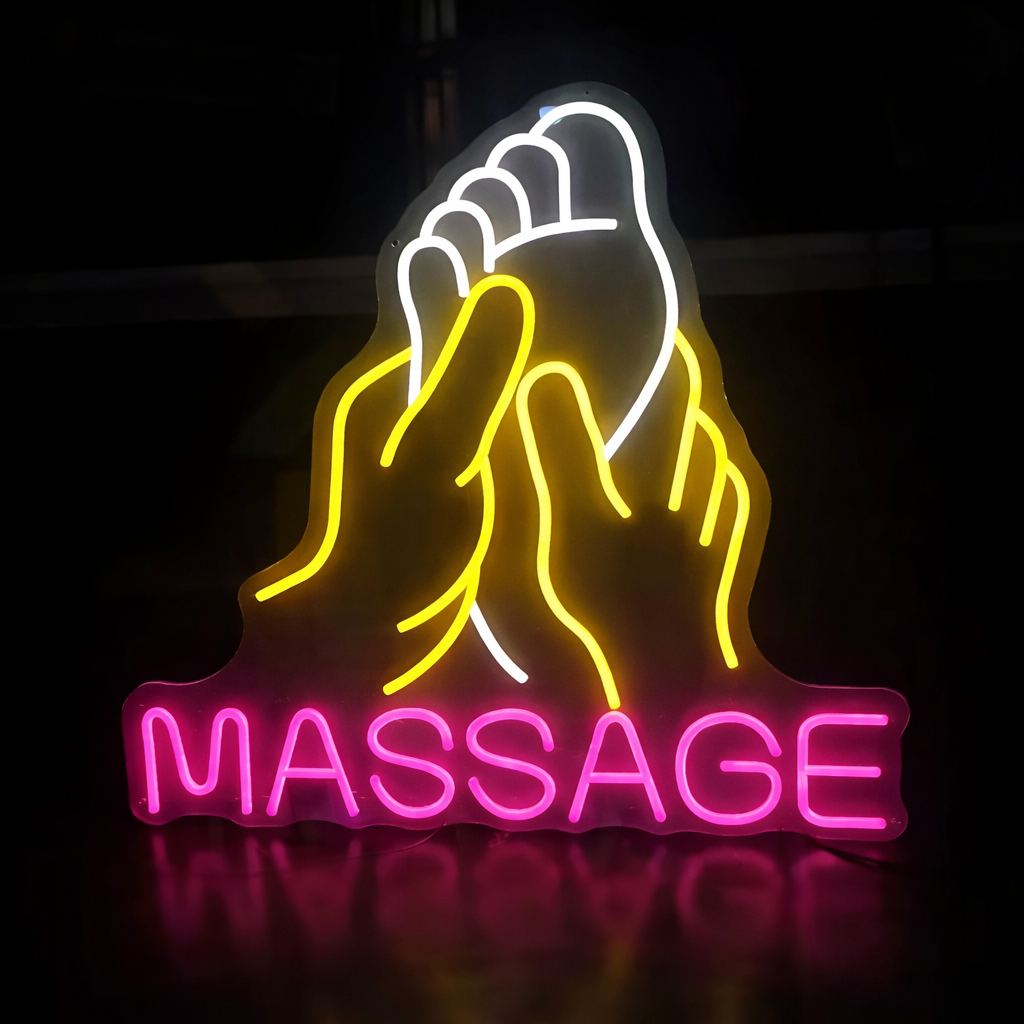 Minimalist Hand Gesture LED Neon Sign in Yellow for Aesthetic Room Decor