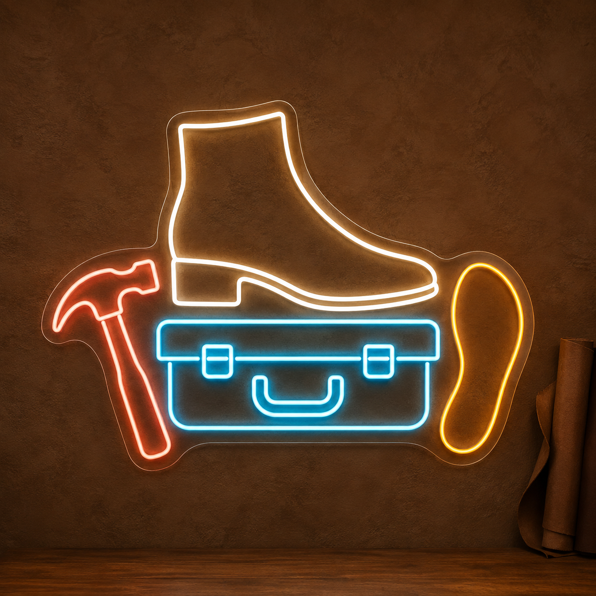 Boot & Toolbox LED Neon Sign for Cobbler Shops - design reference