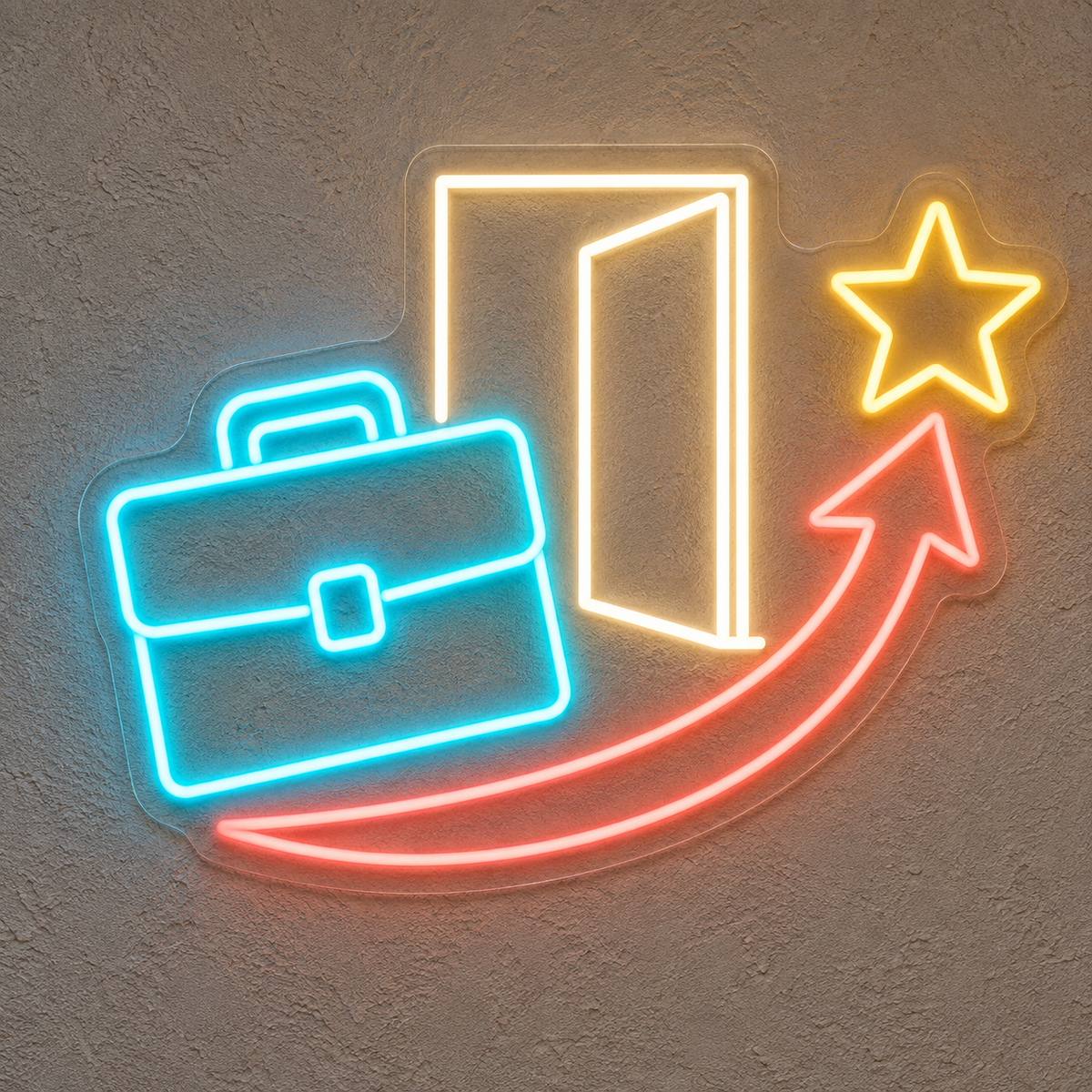 Briefcase & Open Door LED Neon Sign for Employment Agencies - design reference