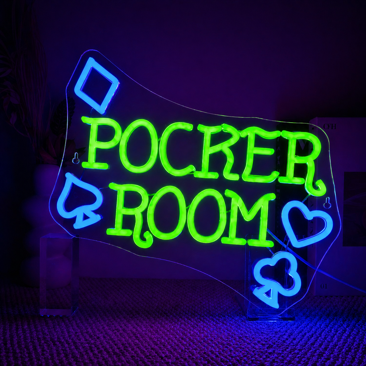 Poker Room LED Neon Sign Casino Wall Light for Game Room Bar Decor