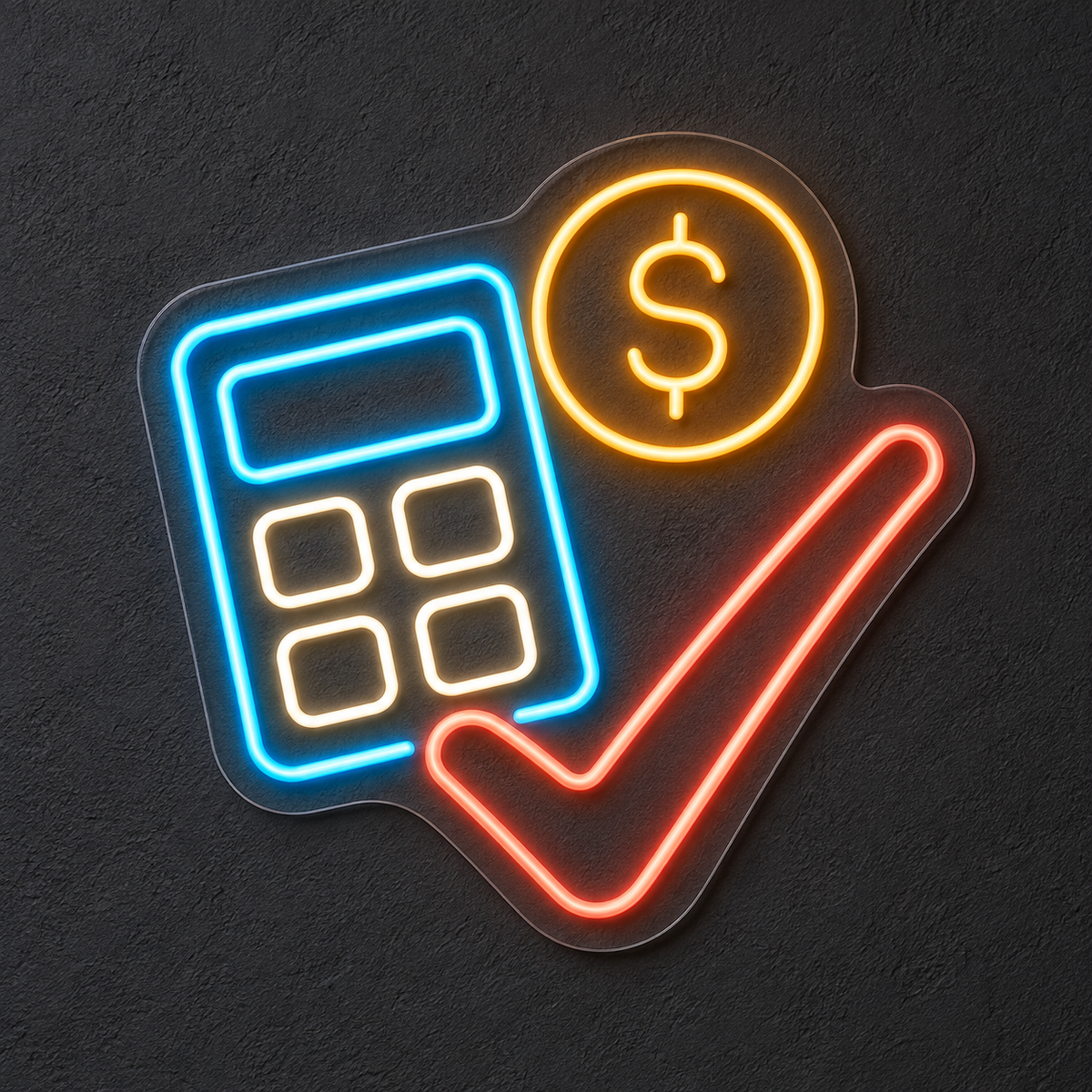 Calculator & Coin LED Neon Sign for Accounting Offices - design reference