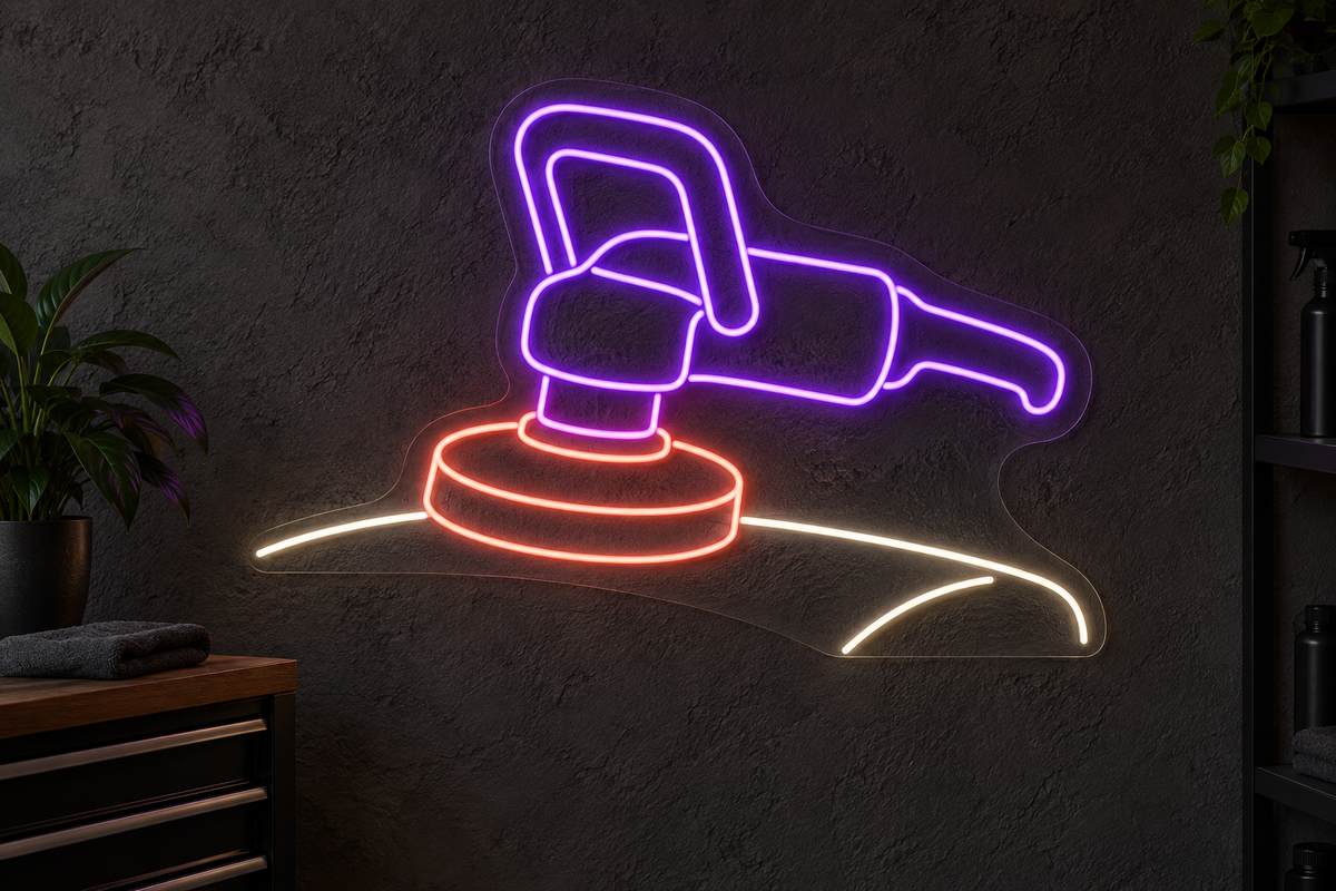 Car Polisher and Hood LED Neon Sign for Detailing Studios - design reference