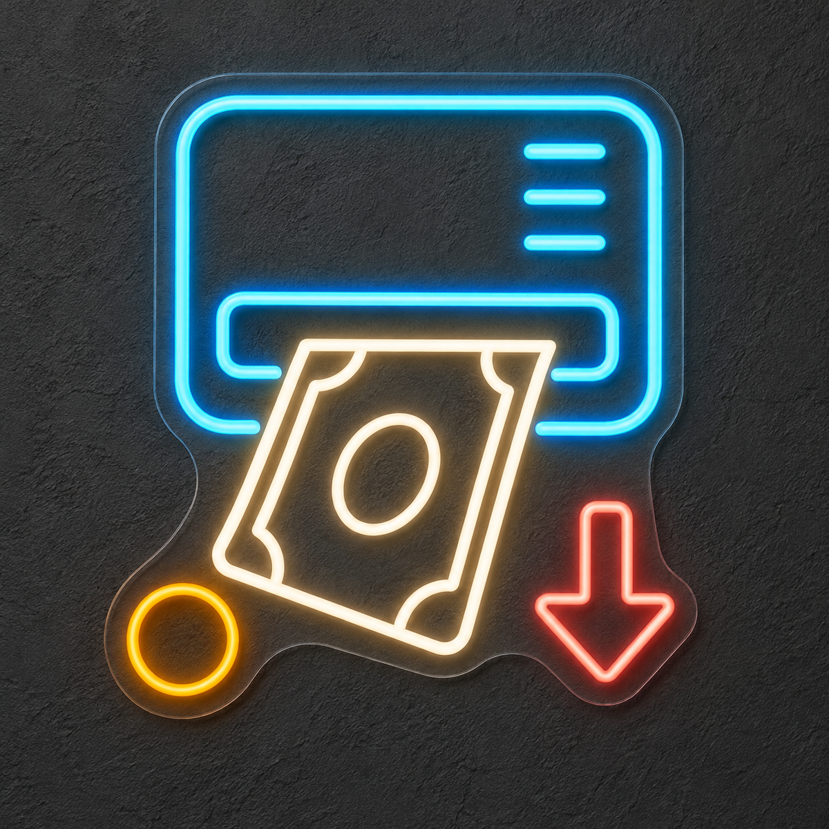 Cash Dispenser & Banknote LED Neon Sign for Bank Branches - design reference