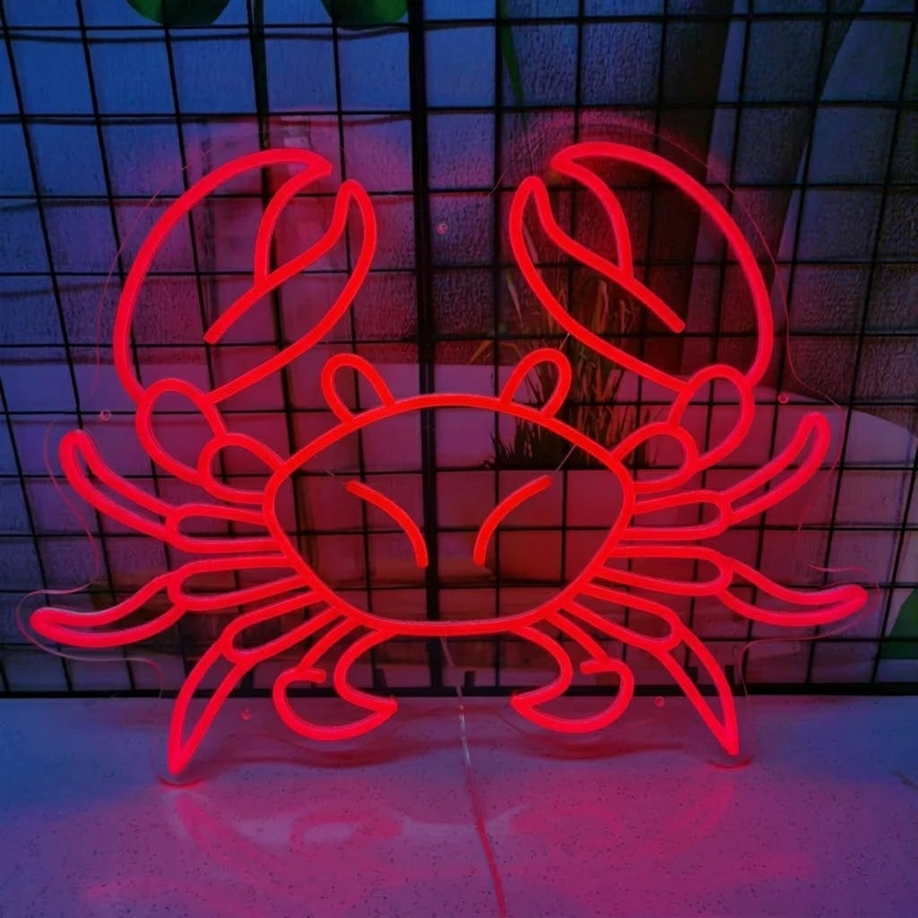 Cute Crab LED Neon Sign for Beach Room Coastal Wall Decor
