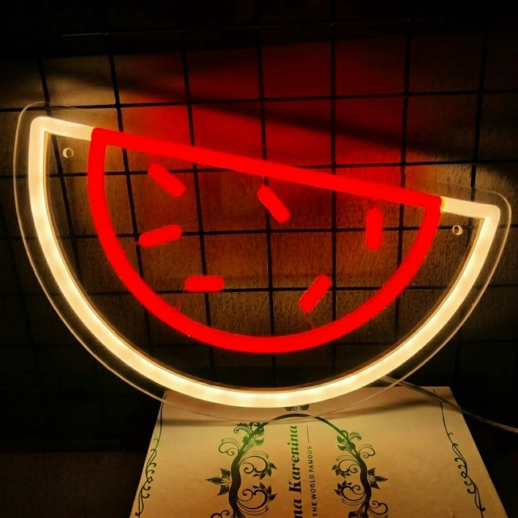 Watermelon Slice LED Neon Sign Red and Green Fruit Neon Light for Bar Kitchen Wall Decor