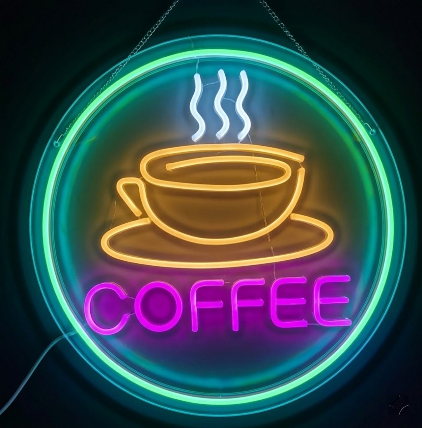 Coffee LED Neon Sign Circular Wall Light for Cafes and Home