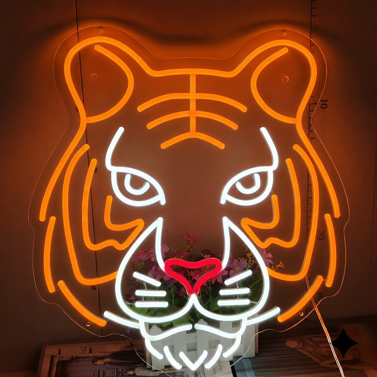 Tiger LED Neon Sign Orange White Animal Neon Light Wall Decor for Bedroom Game Room