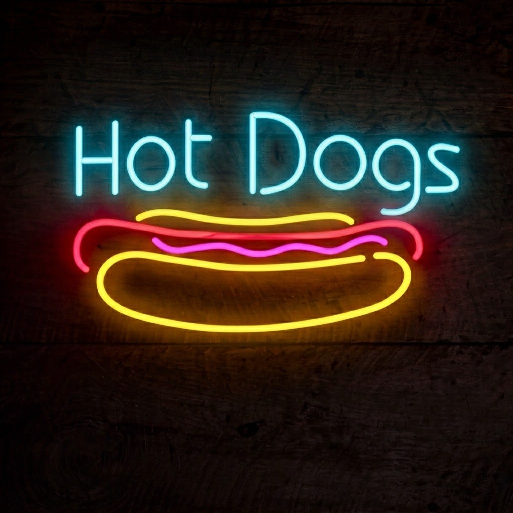 Hot Dogs LED Neon Sign for Fast Food Stand, Restaurant & Bar Wall Decor