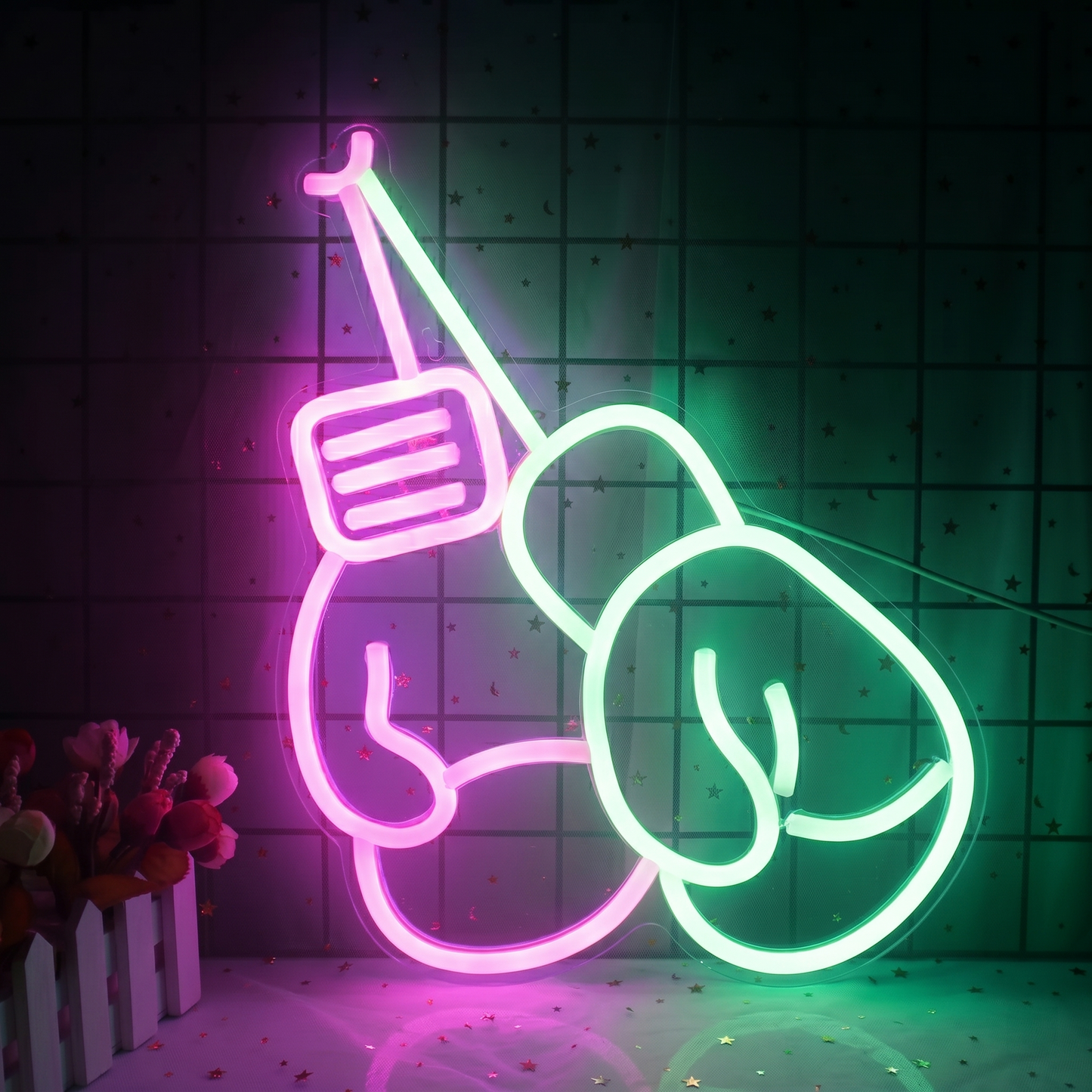 Boxing Gloves LED Neon Sign Pink Blue Sports Neon Light Wall Decor for Bedroom Gym
