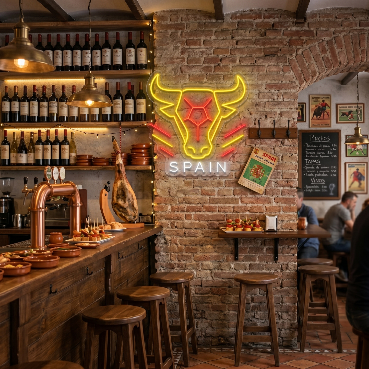 Spain Bull LED Neon Sign Spanish Football Fan Neon Light Wall Decor for Sports Bar Game Room