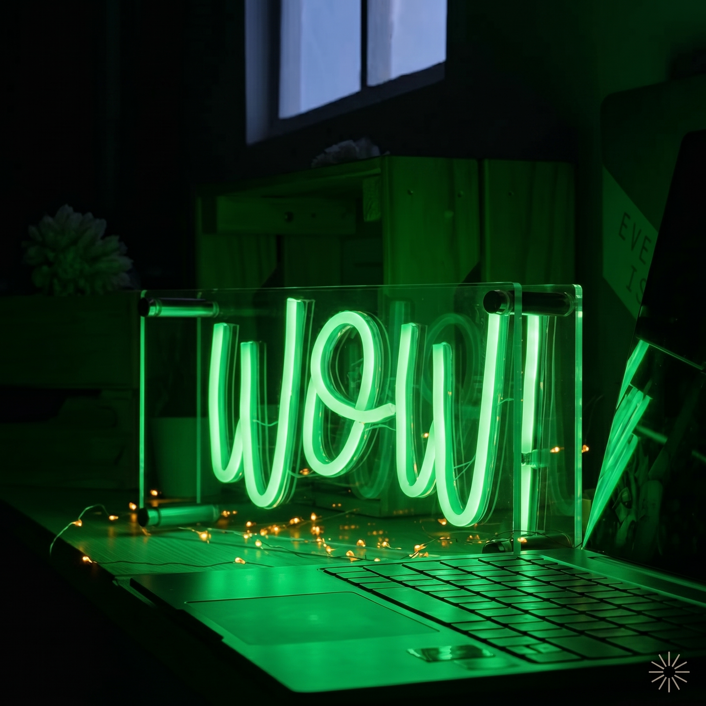 Wow LED Neon Sign Ice Blue Script Neon Light Wall Decor for Bedroom Game Room Party