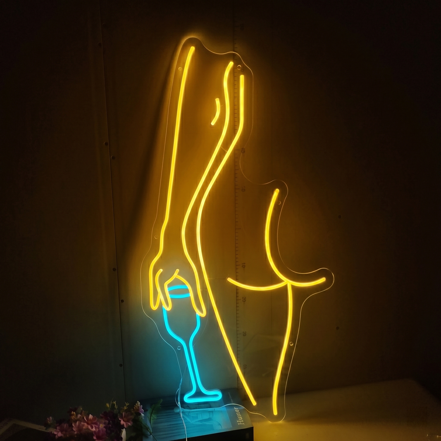 Legs and Wine Glass LED Neon Sign Pink Blue Cocktail Neon Light Wall Decor for Bar Salon