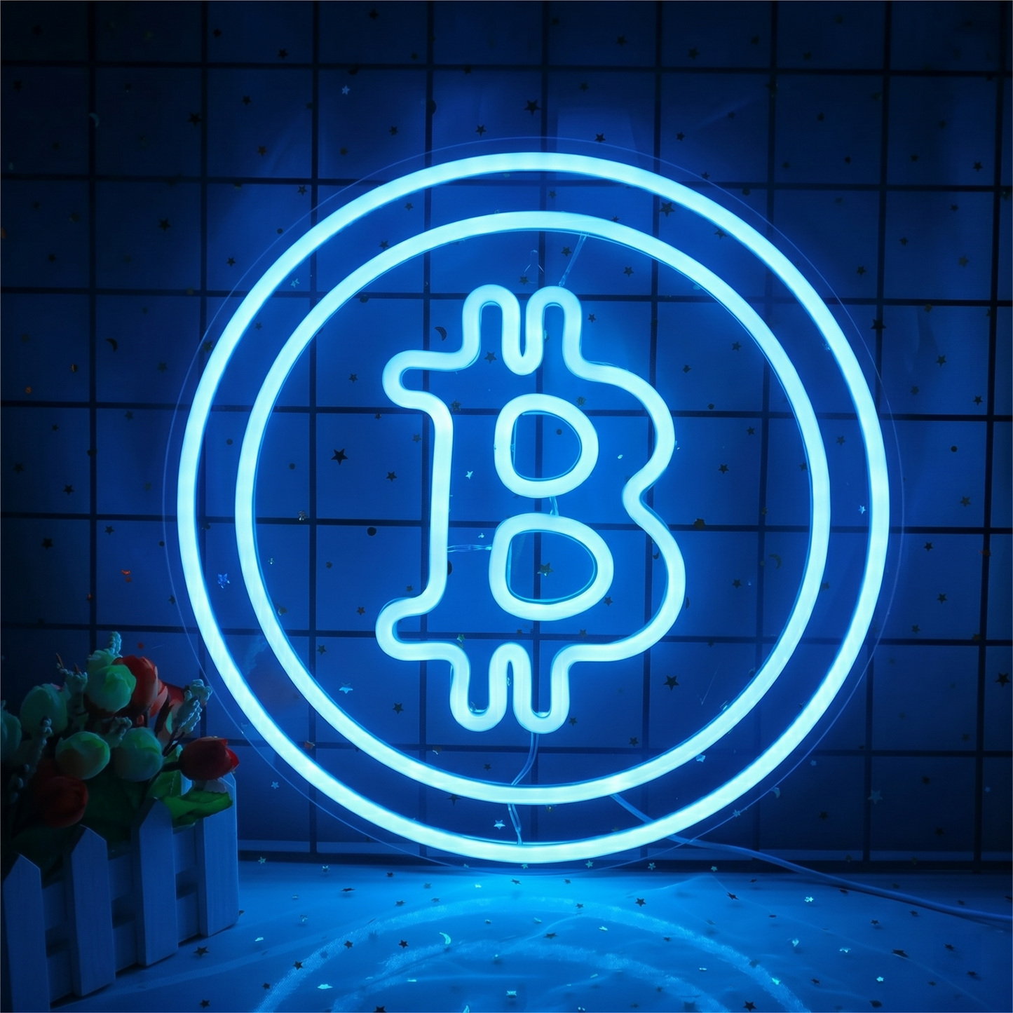Bitcoin LED Neon Sign Yellow Crypto Neon Light Wall Decor for Bedroom Office Game Room