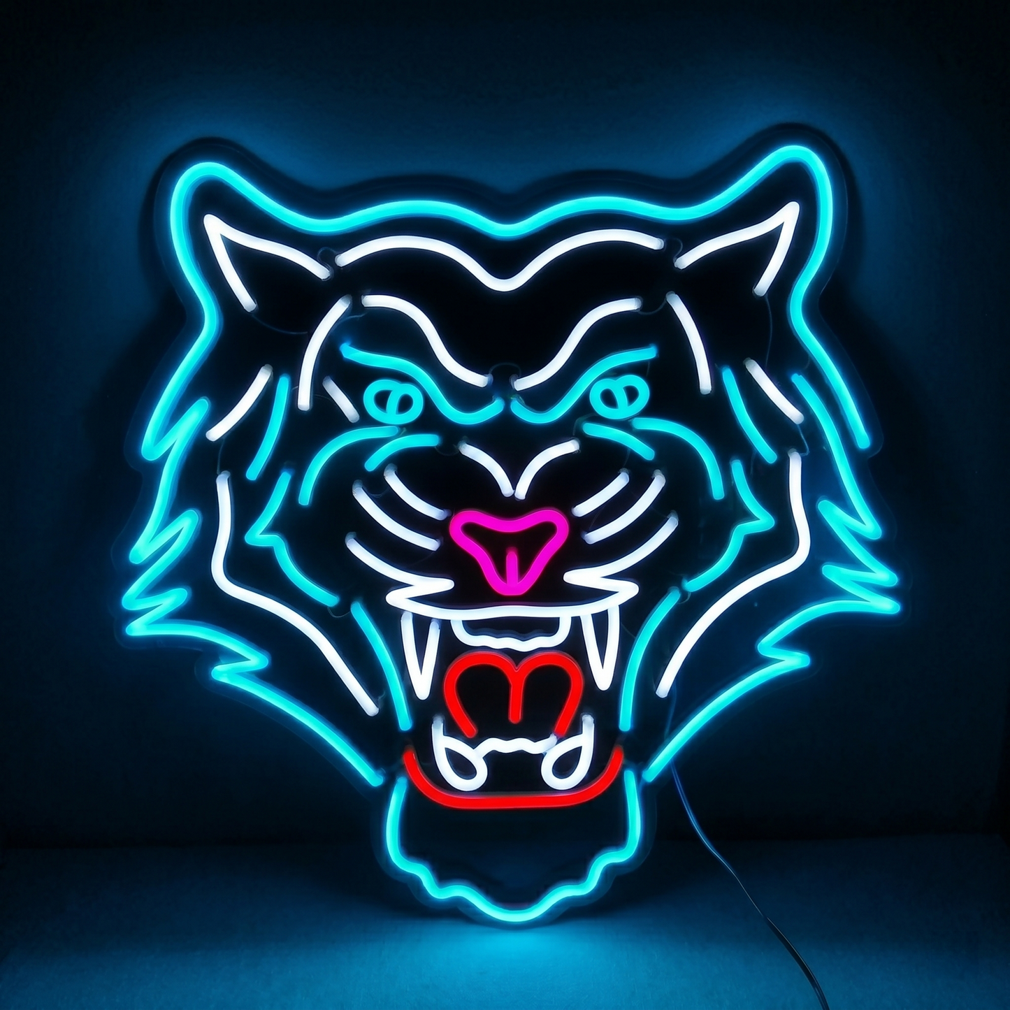 Tiger Head LED Neon Sign Orange White Animal Neon Light Wall Decor for Game Room Bar