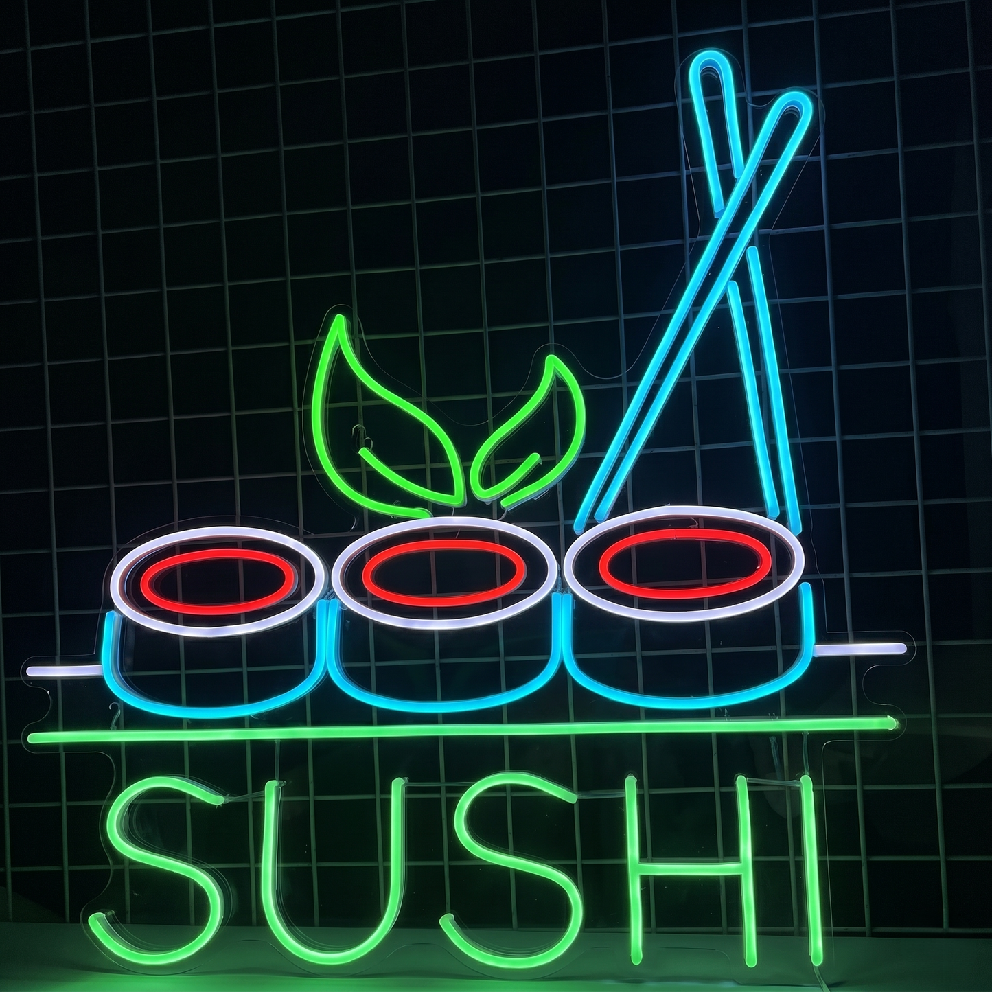 Sushi LED Neon Sign Green Blue Japanese Food Neon Light Wall Decor for Restaurant Cafe Kitchen