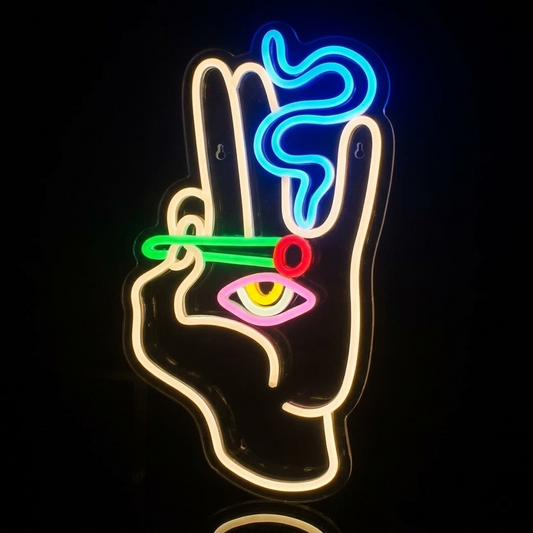 Abstract Hand Smoking LED Neon Sign Artistic Wall Light for Room Decor