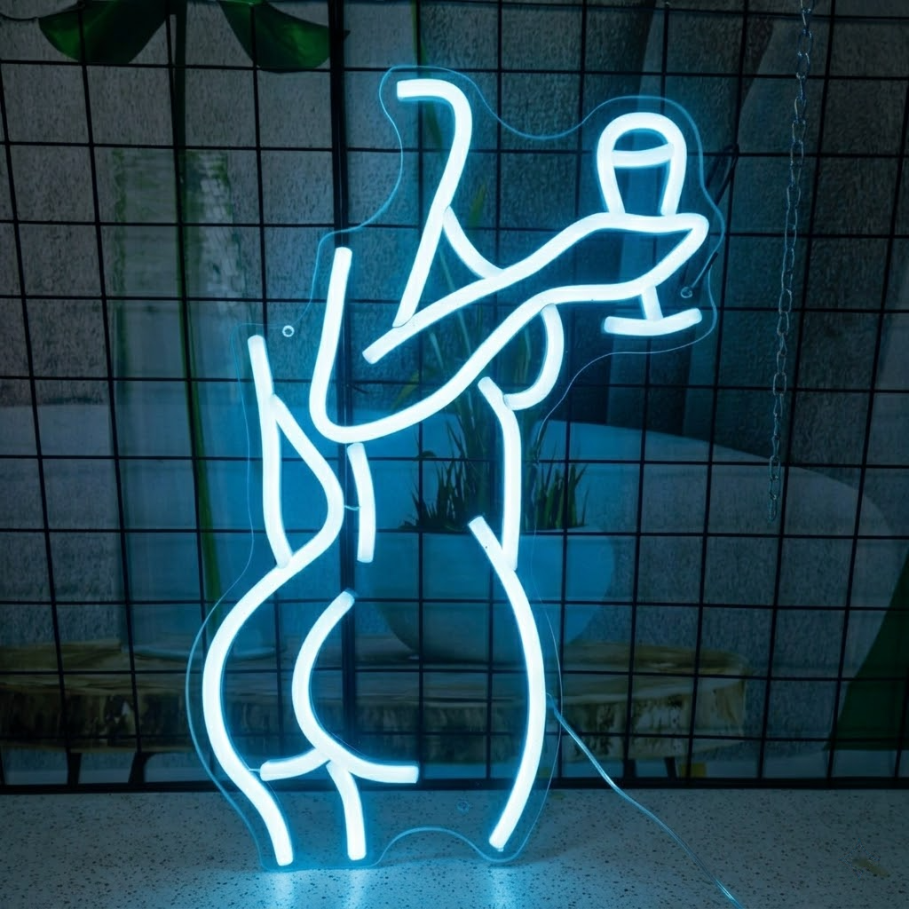 Abstract Female Body LED Neon Sign Pink Artistic Silhouette Neon Light for Bedroom Decor