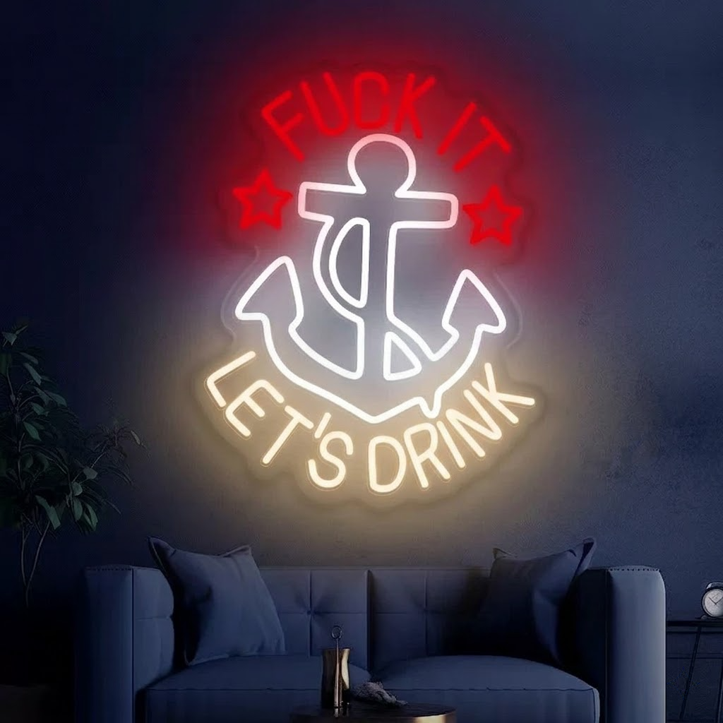Fck It Let’s Drink LED Neon Sign Anchor Bar Wall Light for Home Bar Decor