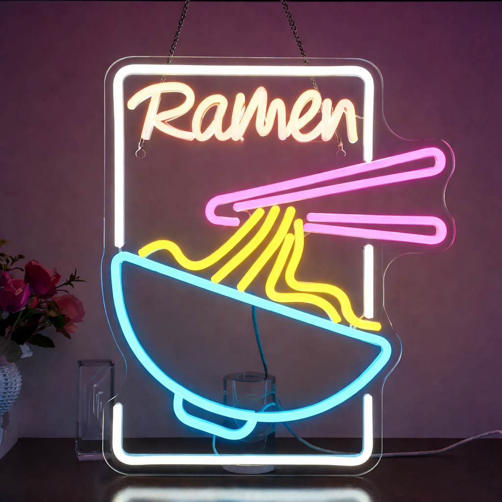Ramen Noodle Bowl LED Neon Sign Japanese Food Neon Light for Kitchen Restaurant Wall Decor