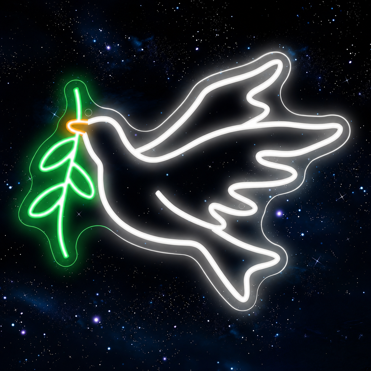 Peace Dove LED Neon Sign White Green Bird Neon Light Wall Decor for Bedroom Wedding