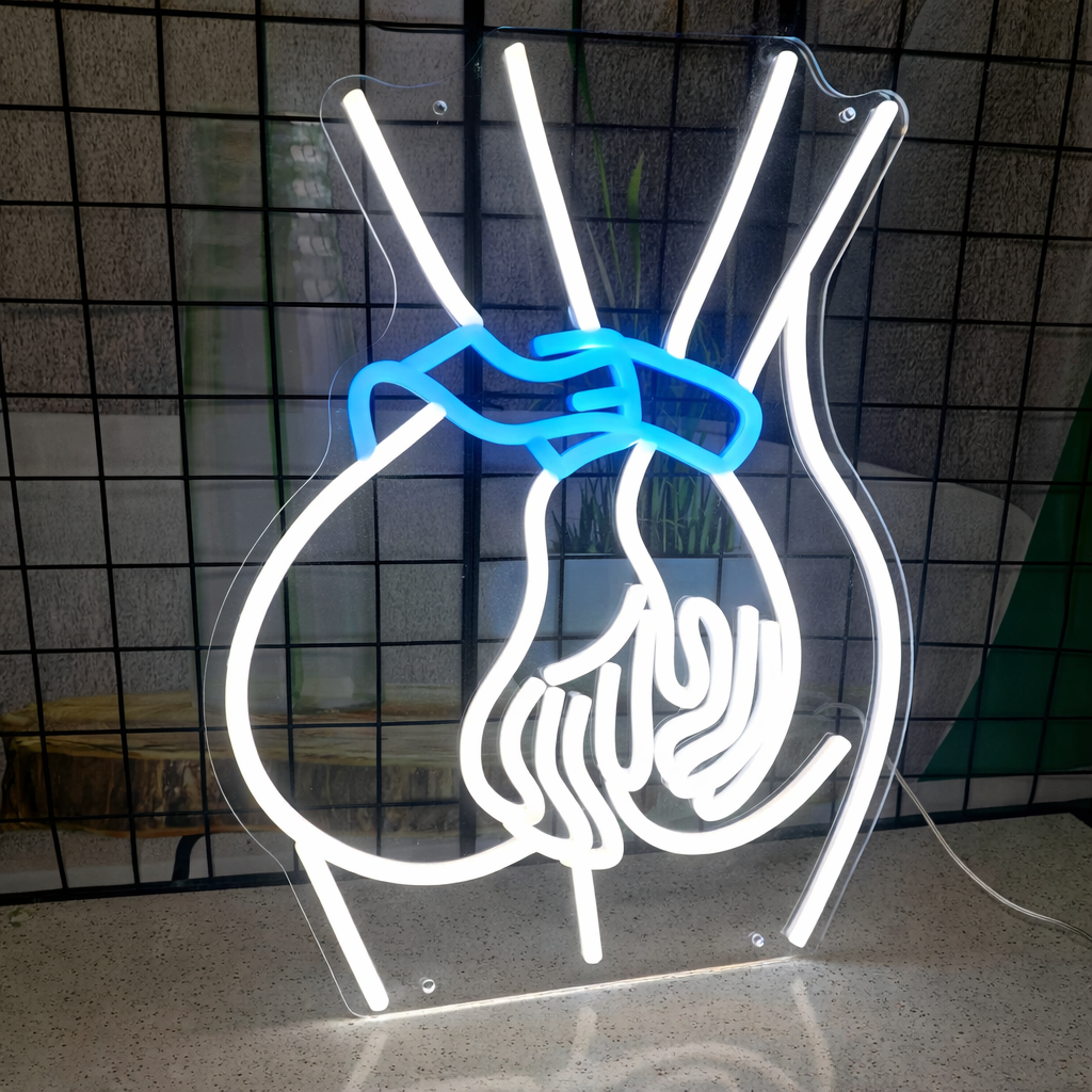Abstract Female Body with Hand LED Neon Sign Blue Pink Artistic Neon Light for Wall Decor