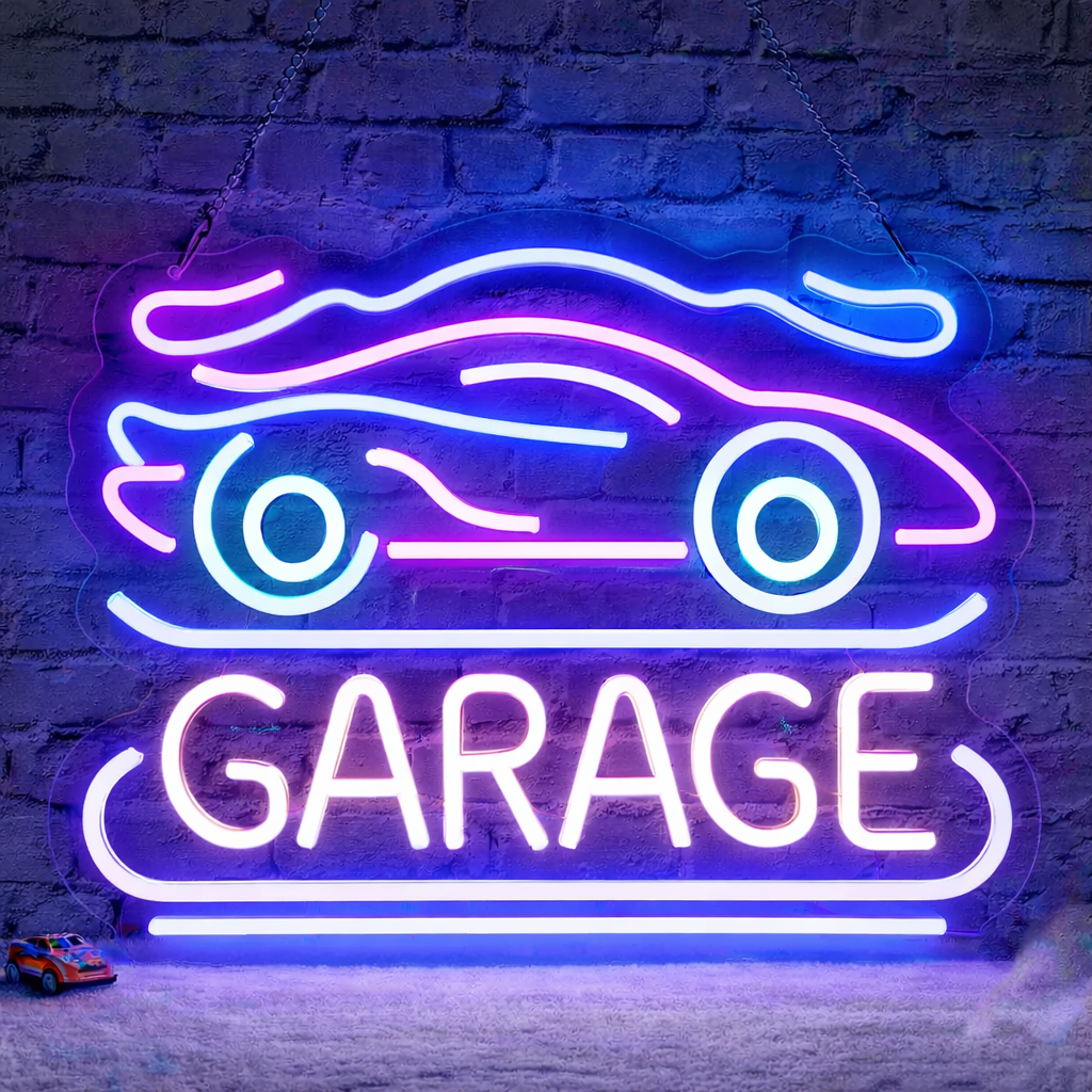 Sports Car Garage LED Neon Sign for Auto Enthusiast Wall Decor