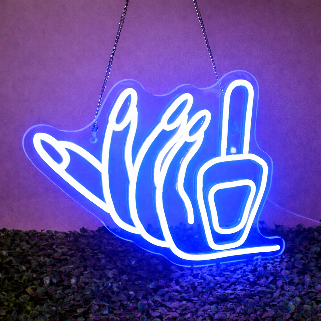 Hand-Shaped LED Neon Sign — Modern Home & Kitchen Decor Pink Wall Light