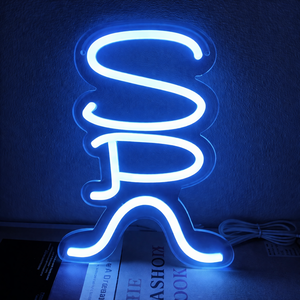 Minimalist Neon Curve LED Sign in Pink for Aesthetic Room and Bar Decor