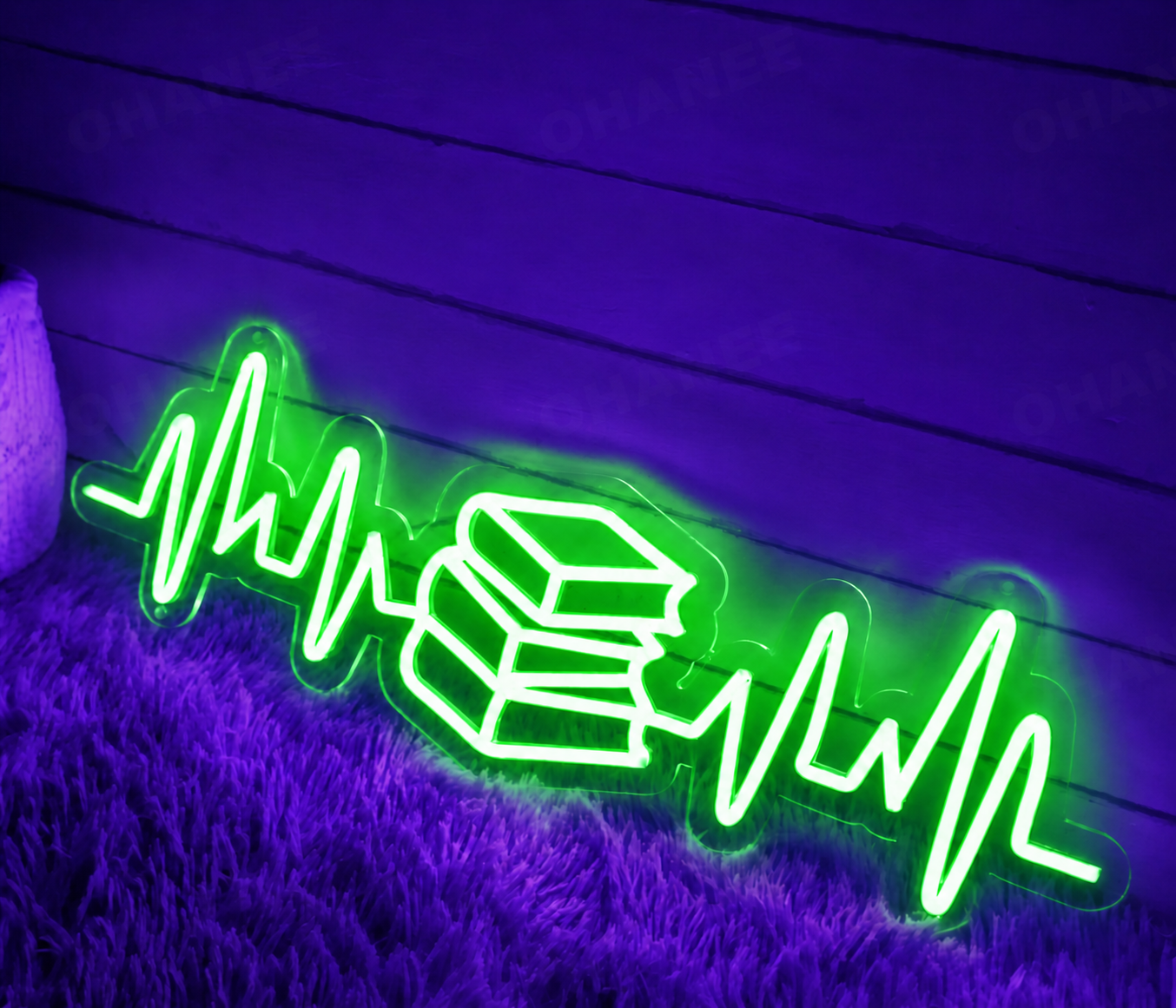 Reading Heartbeat LED Neon Sign Book Lover Wall Decor Light for Bedroom Study Room Library