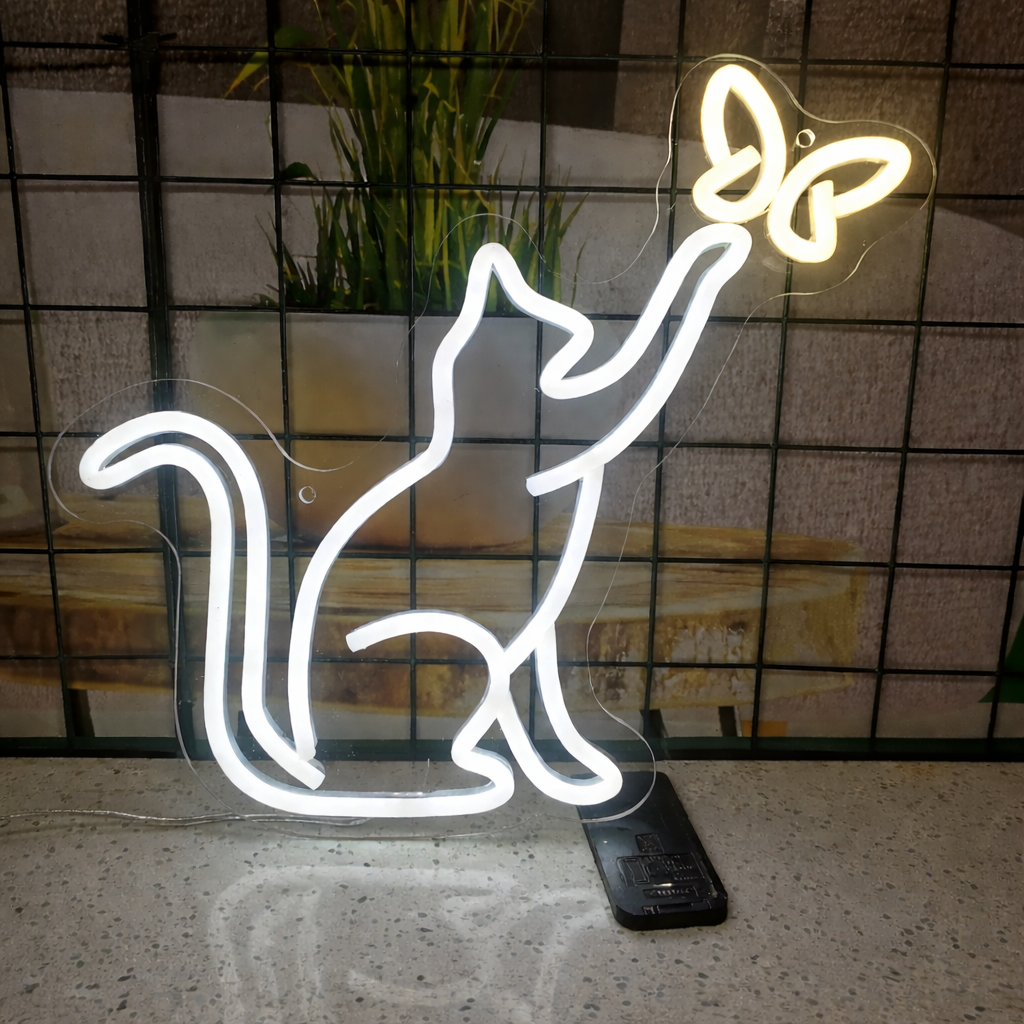 Butterfly LED Neon Mirror Sign for Vanity, Bedroom & Aesthetic Room Decor