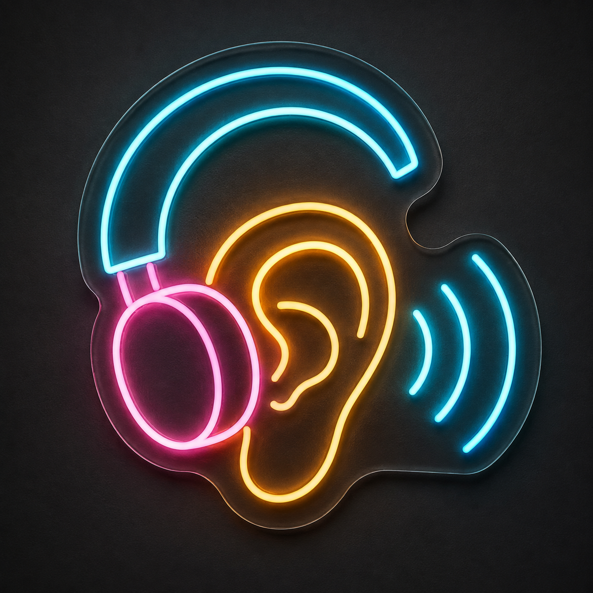 Ear & Headphones LED Neon Sign for Audiology Clinics - design reference