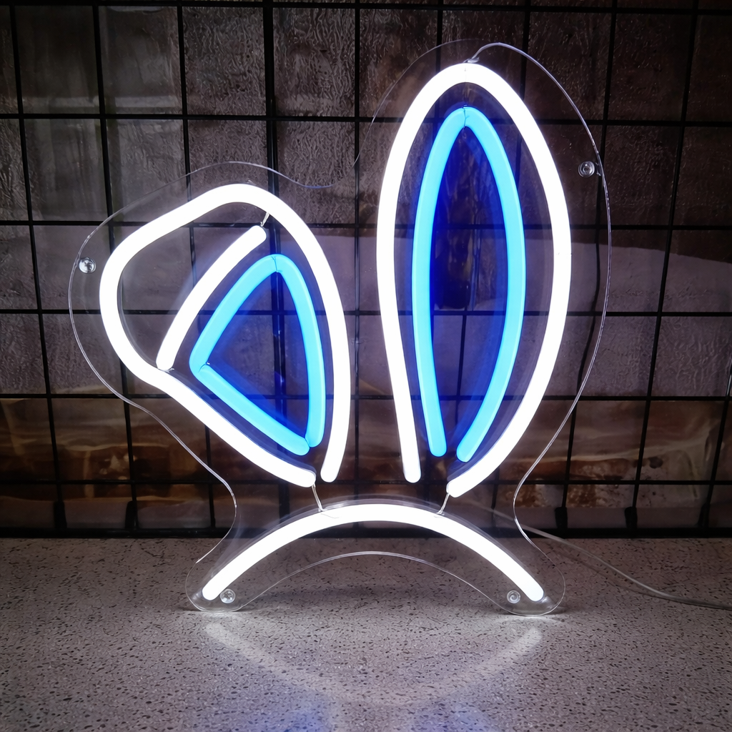 Bunny Ears LED Neon Sign Pink White Rabbit Neon Light for Room Wall Decor