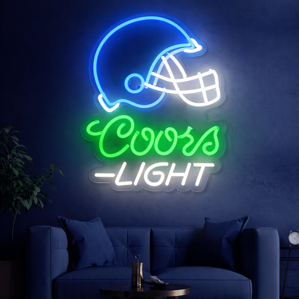Football Helmet LED Neon Sign Bar Light for Man Cave Game Room Decor