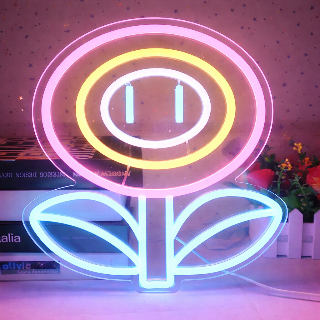 Retro Pixel Flower LED Neon Sign for Gaming Room Decor