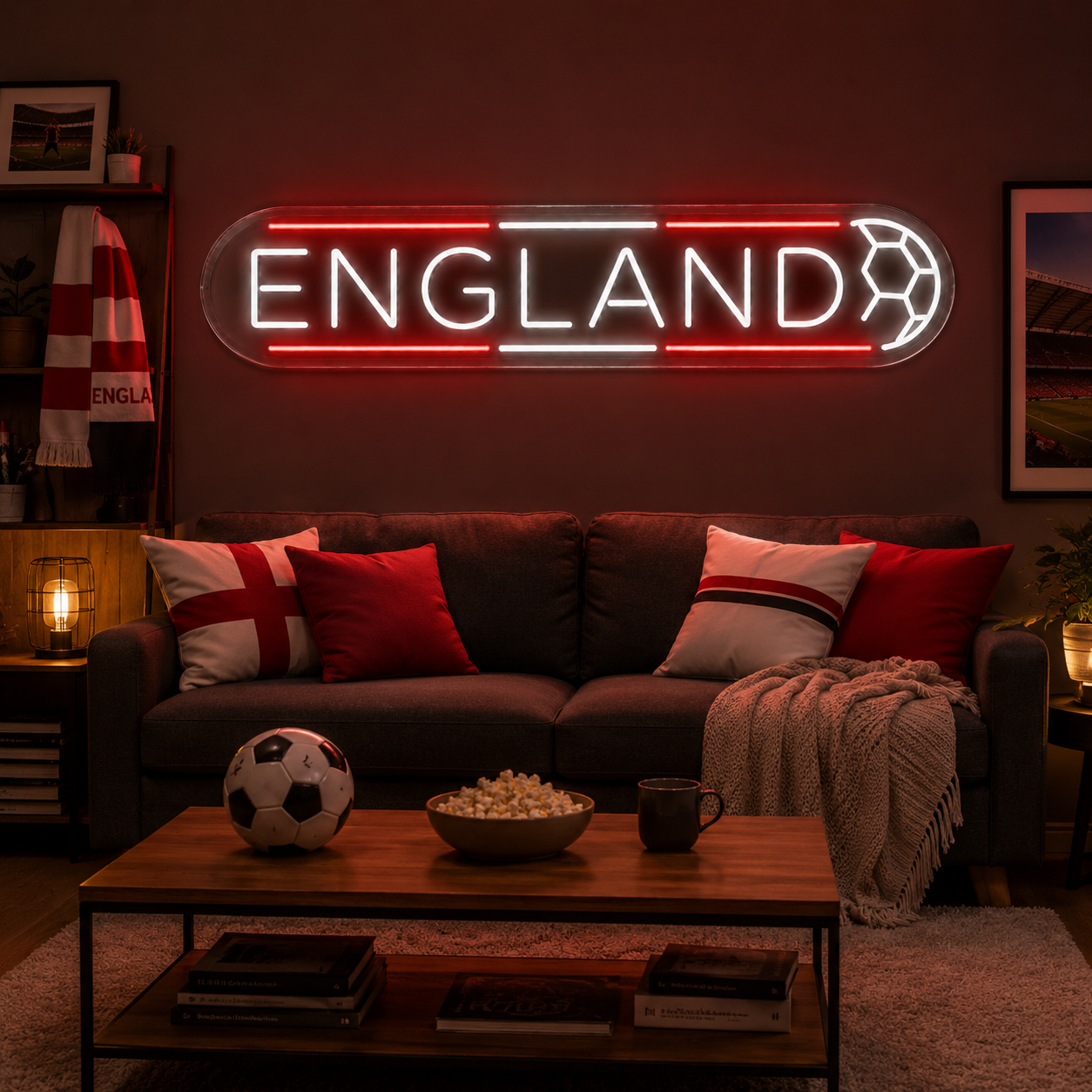 England Soccer LED Neon Sign English Football Neon Light Wall Decor for Sports Bar Game Room