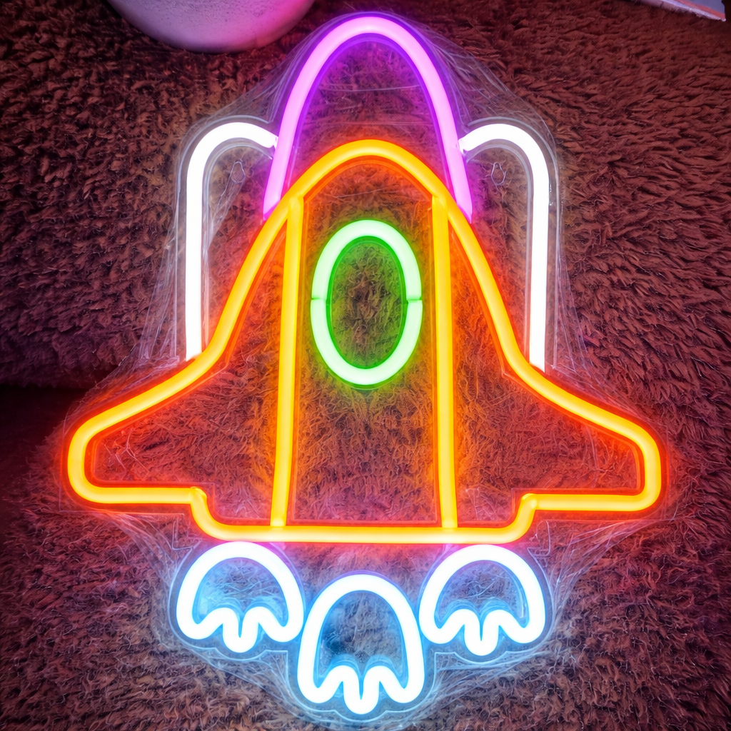 Rocket LED Neon Sign for Kids Room Space Wall Decor