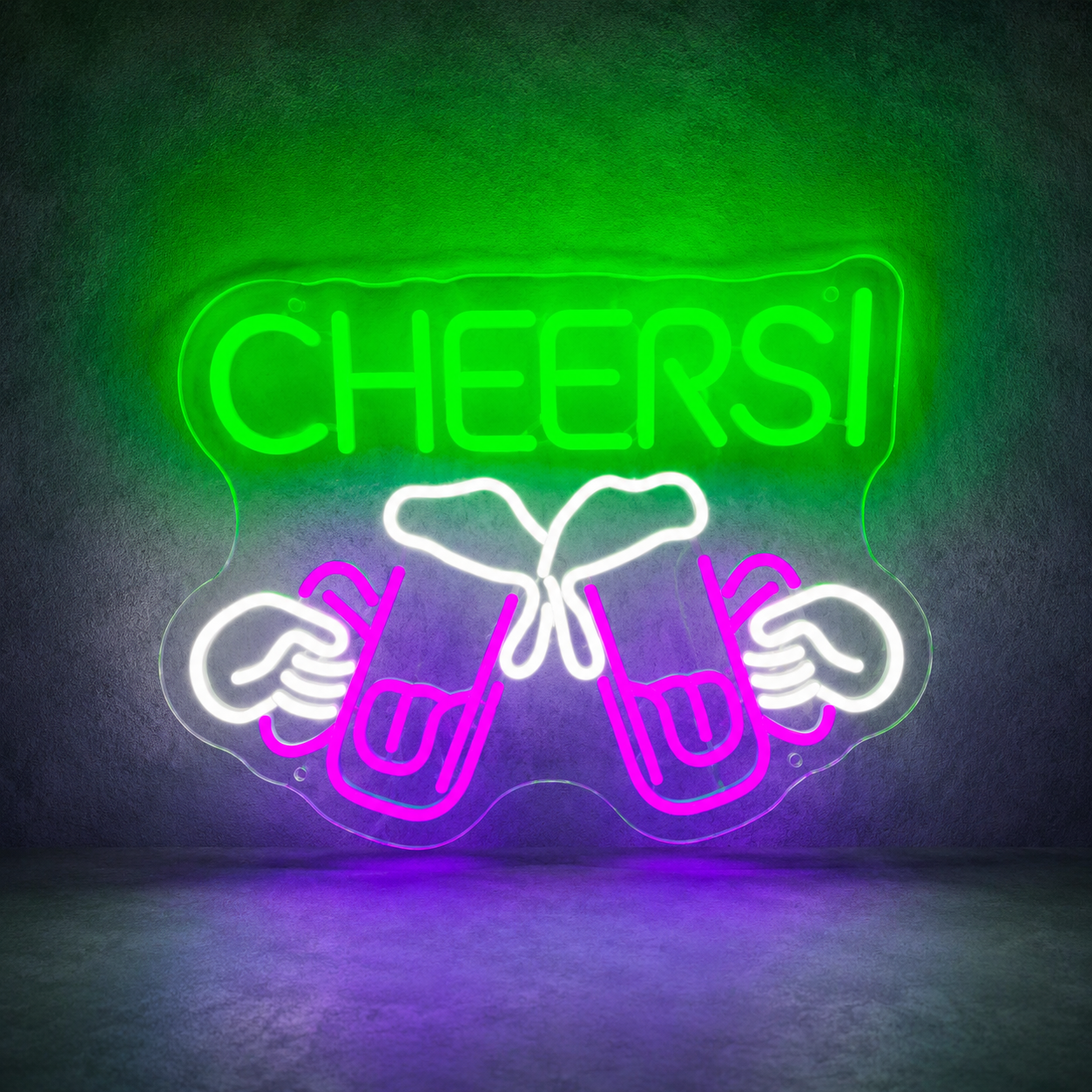 Cheers LED Neon Sign Yellow Pink Toast Neon Light Wall Decor for Bar Party Room