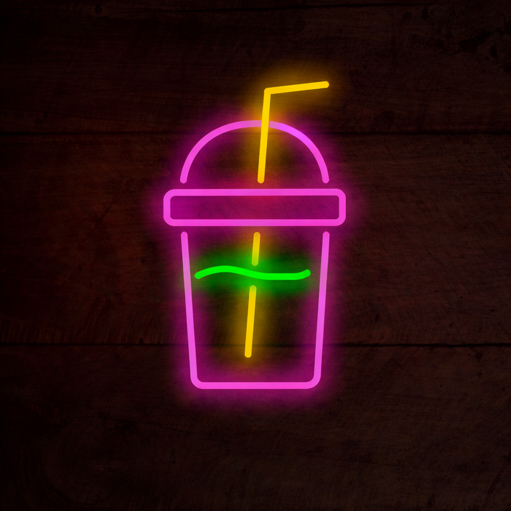 Minimalist Drink Cup LED Neon Sign for Cafe and Juice Bar Decor